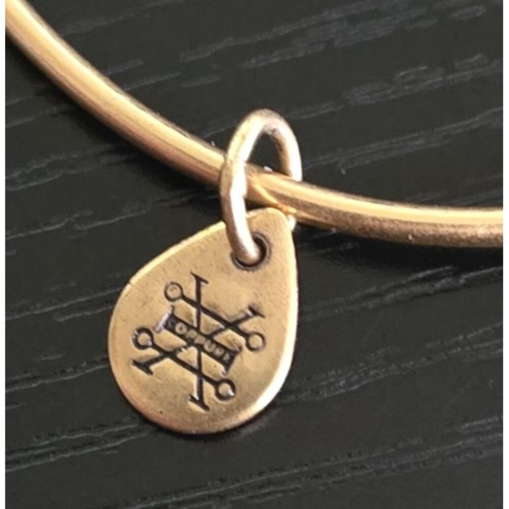 Alex And Ani Blue Lotus Gold Tone Charm Bangle Bracelet Vintage Style - Picture 7 of 8